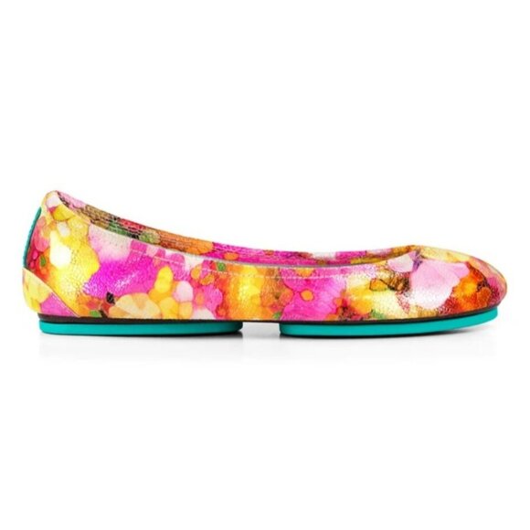 Tieks Womens Size 7 Aquarella Floral Ballet Flats In Metallic Watercolor Print L - Picture 1 of 9